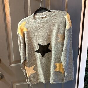 THML Gray Sweater with Star Accents